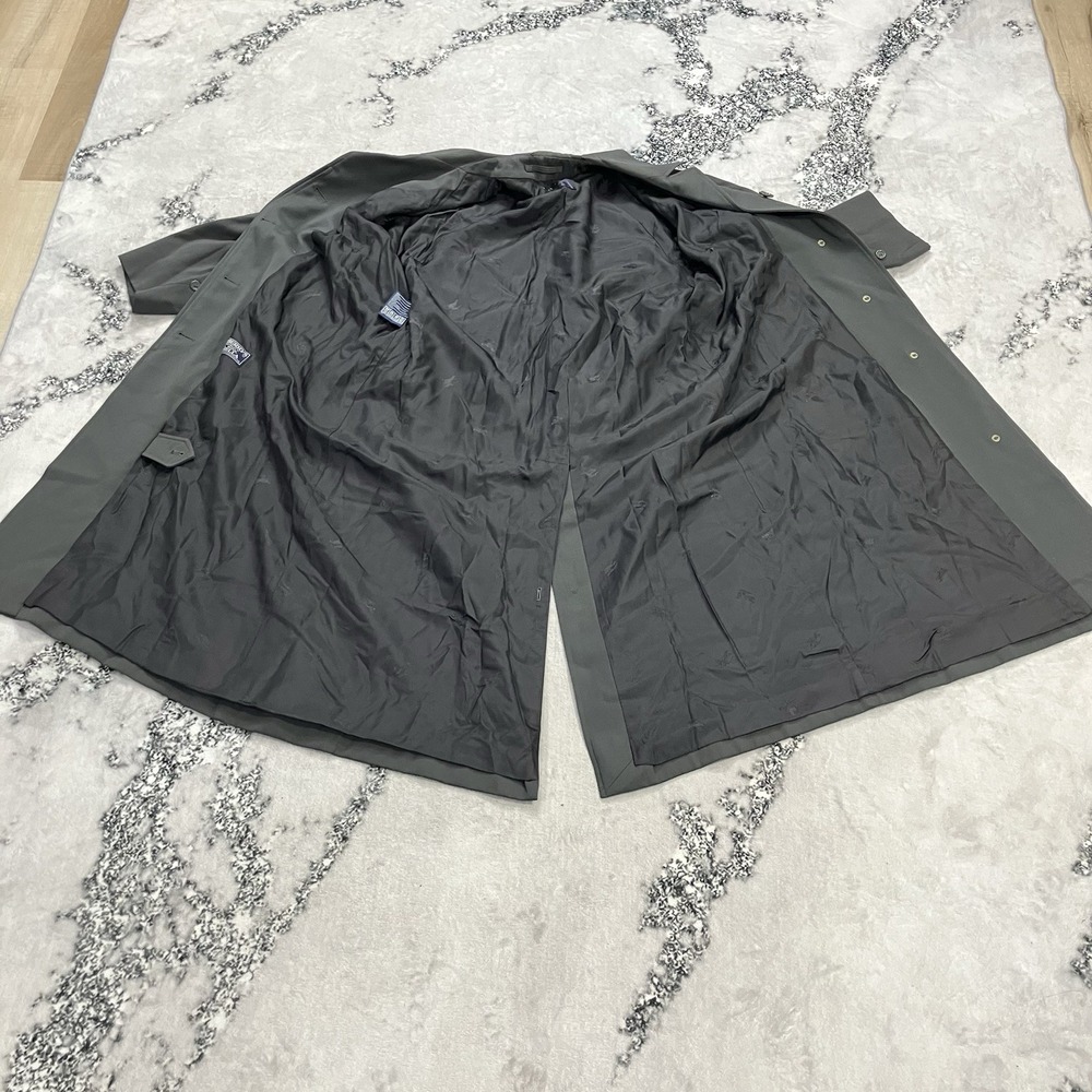 Burberrys London Womens 10 Long Rain Coat Gray Hidden Button Made In England - Picture 2 of 16